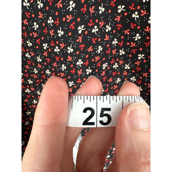 Loft Top Womens XL Black Floral Red Long Sleeve Ruffle Boho Cottagecore V Neck - Picture 8 of 8